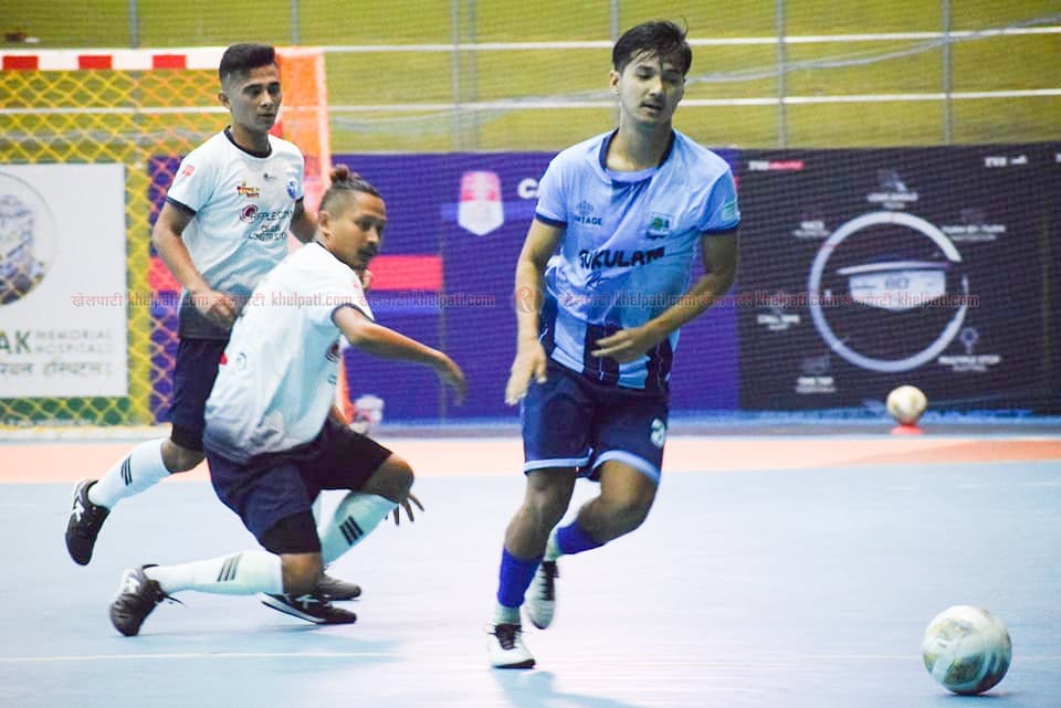 फुटसल लिग : राइजिङ र सबिन मेमोरियलको बराबरी