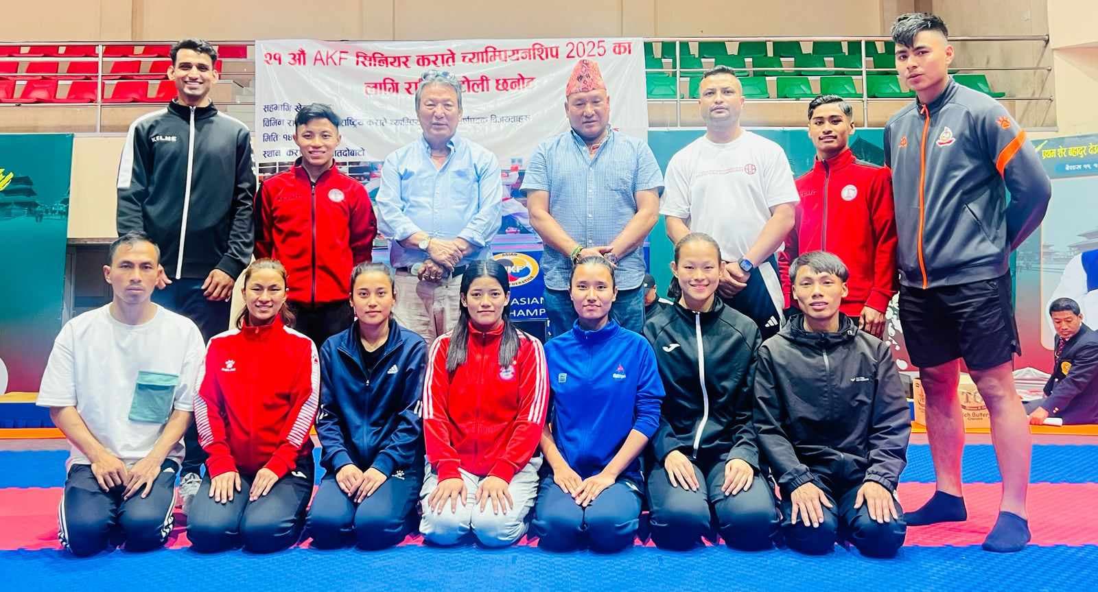 एसियाली सिनियर करातेमा एरिकासहित १२ खेलाडी छनोट